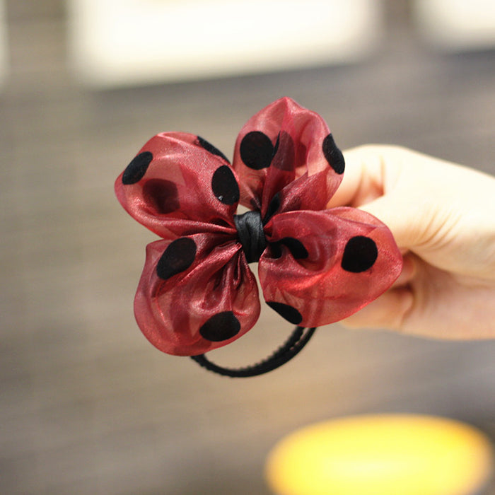 Wholesale polka dot yarn oversized bow hairpin MOQ≥2 JDC-HS-LXi001