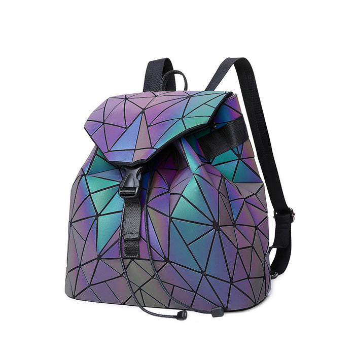 Wholesale Backpack PU Luminous Symphony Geometric Rhombus Large Capacity MOQ≥2 JDC-BP-Buluo003