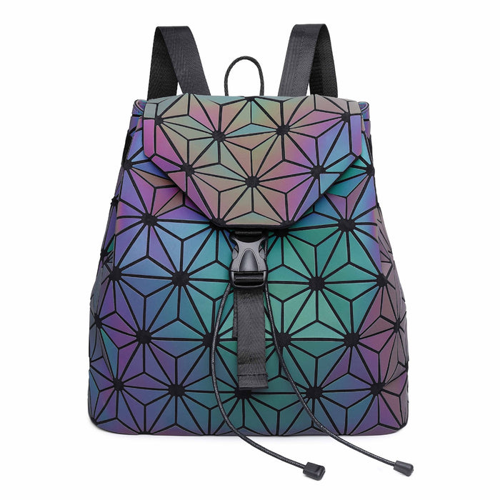 Wholesale Backpack PU Luminous Symphony Geometric Rhombus Large Capacity MOQ≥2 JDC-BP-Buluo003