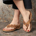 Jewelry WholesaleWholesale Summer New Large Size Handmade Vintage Flower Flat Wedge Sandals JDC-SD-SanC002 Sandal 叁纯 %variant_option1% %variant_option2% %variant_option3%  Factory Price JoyasDeChina Joyas De China