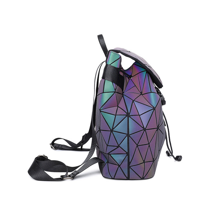 Wholesale Backpack PU Luminous Symphony Geometric Rhombus Large Capacity MOQ≥2 JDC-BP-Buluo003