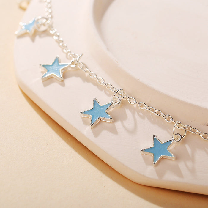 Jewelry WholesaleWholesale silver five pointed star pendant Anklet JDC-AS-F501 Anklet 韩之尚 %variant_option1% %variant_option2% %variant_option3%  Factory Price JoyasDeChina Joyas De China