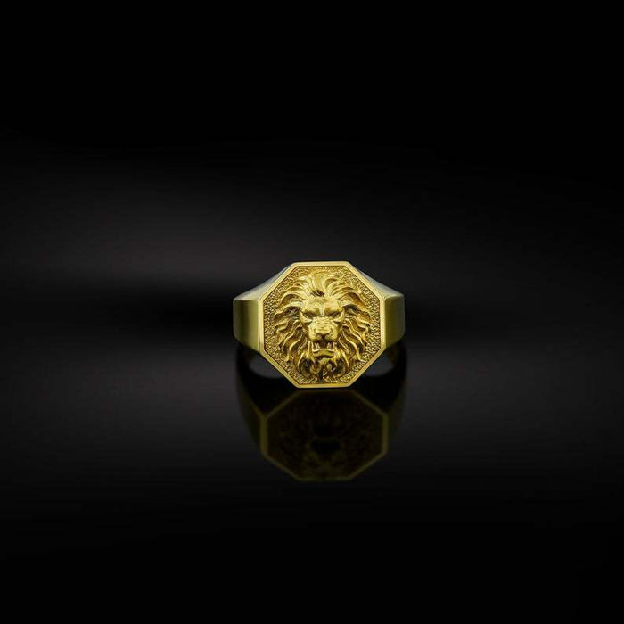 Wholesale 18K Gold Plated Lion Head Alloy Men's Ring JDC-RS-Saip023