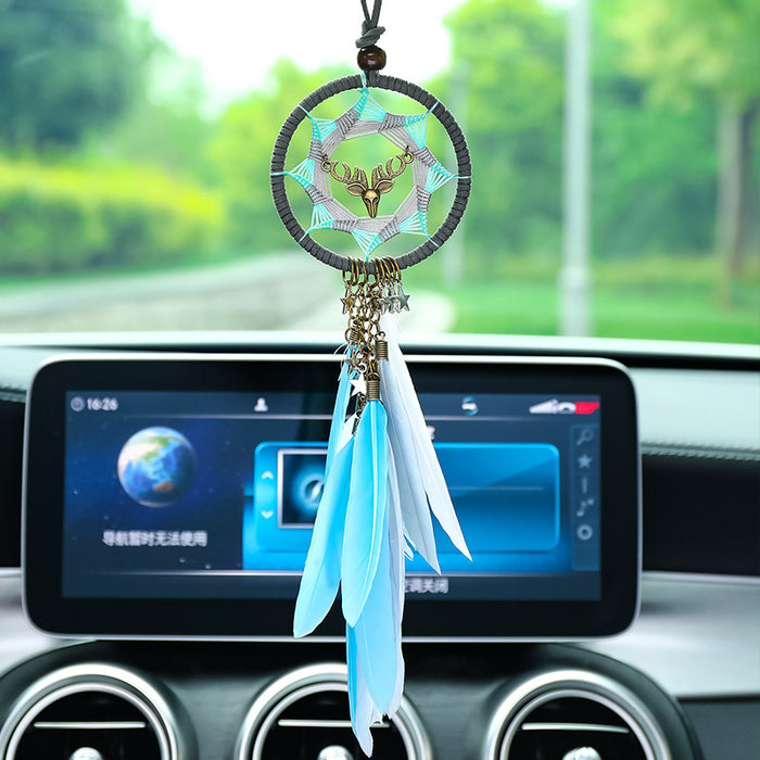 Wholesale Car Accessories Feather Hoop Dream Catcher Handmade MOQ≥2 JDC-CA-RuiCheng001