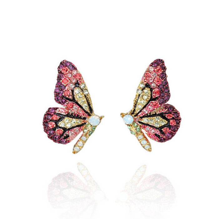 Wholesale Rhinestone Butterfly Wings Alloy Earrings JDC-ES-Saip054