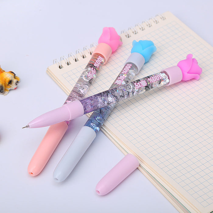 Wholesale Cartoon Quicksand Plastic Silicone Ballpoint Pen JDC-BP-Liuj010