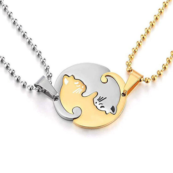 Wholesale Necklaces Stainless Pussy Couple without chains MOQ≥2 JDC-NE-XuZ001