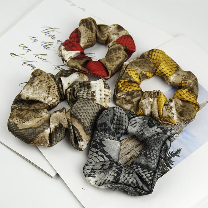 Wholesale Hair Scrunchies Satin Snake Leopard Animal Pattern MOQ≥2 JDC-HS-HMXS007