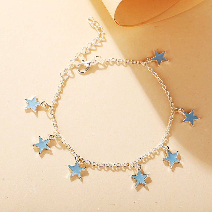 Jewelry WholesaleWholesale silver five pointed star pendant Anklet JDC-AS-F501 Anklet 韩之尚 %variant_option1% %variant_option2% %variant_option3%  Factory Price JoyasDeChina Joyas De China