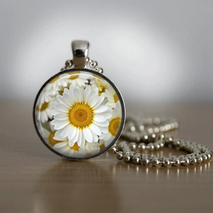 Wholesale Sunflower Flower Time Gemstone Necklace JDC-NE-Saip031