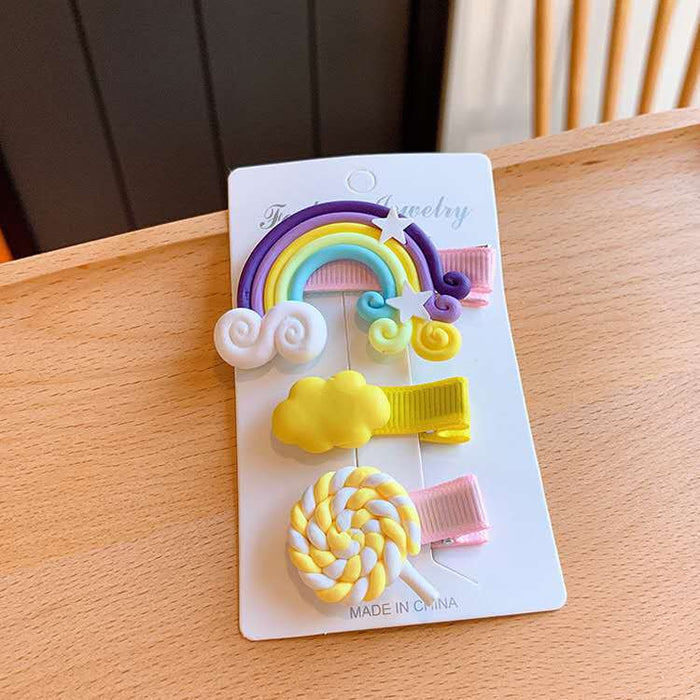 Jewelry WholesaleWholesale super cute rainbow cloud lollipop hair clip JDC-HC-DR001 Hair Clips 蒂锐 %variant_option1% %variant_option2% %variant_option3%  Factory Price JoyasDeChina Joyas De China