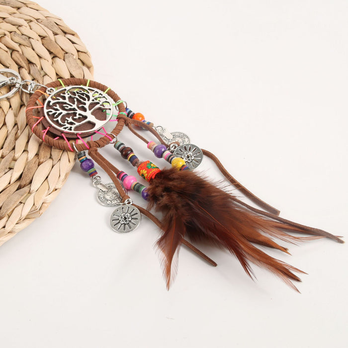 Sala de plumas étnicas al por mayor Dreamnet Keychain Hanging JDC-KC-XHUAI005