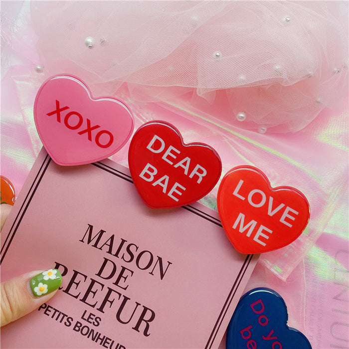 Wholesale Cartoon Epoxy English Heart Shaped Cell Phone Airbag Holder MOQ≥2 JDC-PS-WeiJiu036