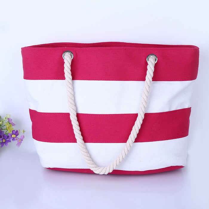 Jewelry WholesaleWholesale hemp rope stripe splicing single shoulder canvas bag JDC-SD-Xuxj003 Shoulder Bags 许雪娇 %variant_option1% %variant_option2% %variant_option3%  Factory Price JoyasDeChina Joyas De China