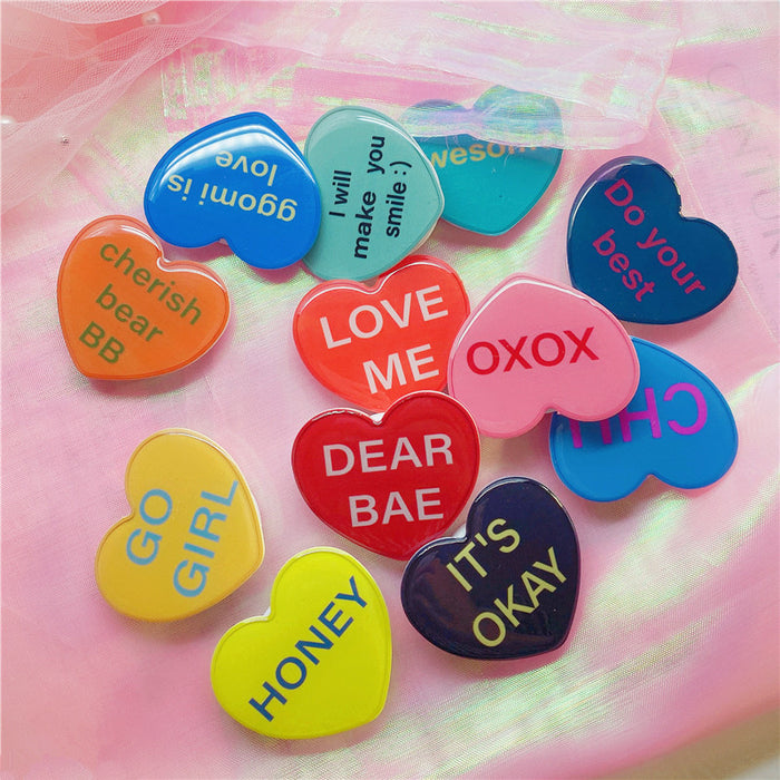 Wholesale Cartoon Epoxy English Heart Shaped Cell Phone Airbag Holder MOQ≥2 JDC-PS-WeiJiu036