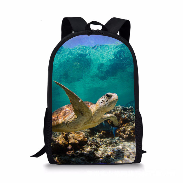 Wholesale Backpack Polyester Marine Life Fish Pattern Diagonal Cross JDC-BP-Zhengd004