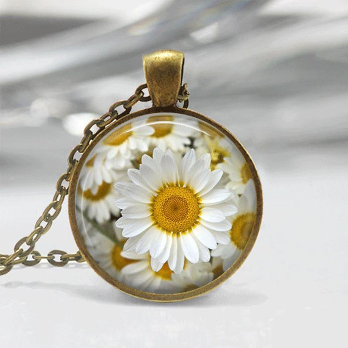 Wholesale Sunflower Flower Time Gemstone Necklace JDC-NE-Saip031