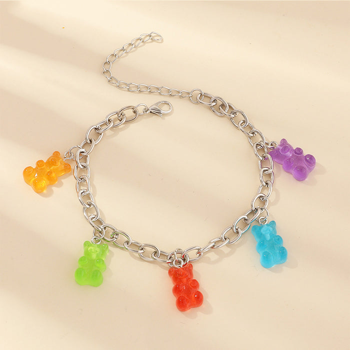 Jewelry WholesaleWholesale color resin bear anklet JDC-AS-NZ009 Anklets 奈珠 %variant_option1% %variant_option2% %variant_option3%  Factory Price JoyasDeChina Joyas De China