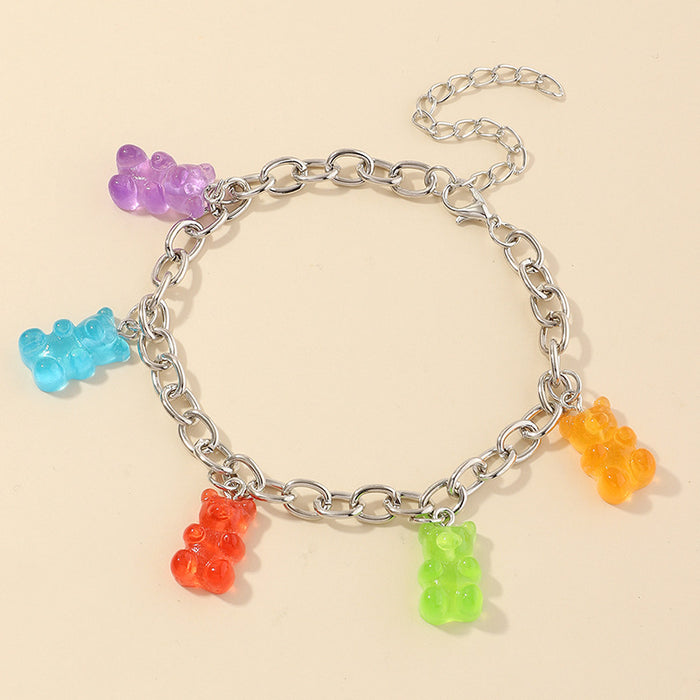 Jewelry WholesaleWholesale color resin bear anklet JDC-AS-NZ009 Anklets 奈珠 %variant_option1% %variant_option2% %variant_option3%  Factory Price JoyasDeChina Joyas De China