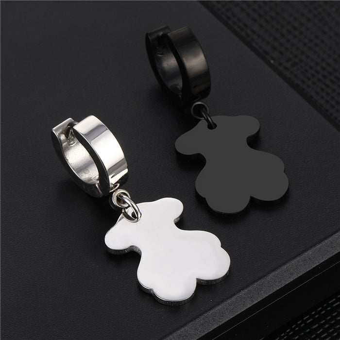 Wholesale Stainless Steel Round Bear Drop Earrings MOQ≥2 JDC-ES-qiany010