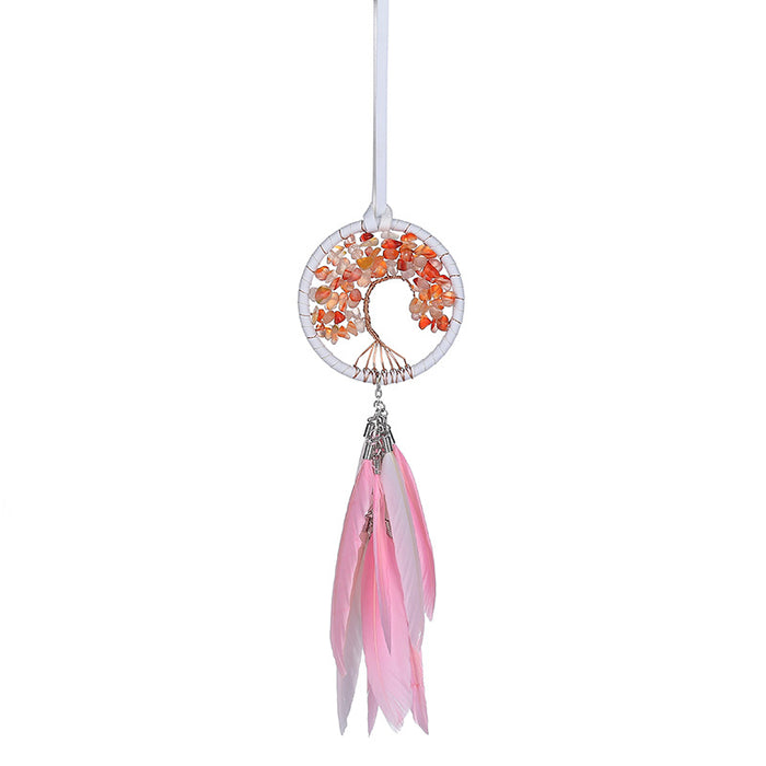 Wholesale Gravel Life Tree Copper Wire Feather Dreamcatcher Pendant MOQ≥2 JDC-DC-DYue004