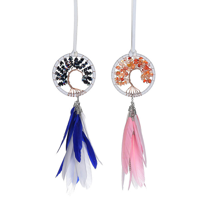 Jewelry WholesaleWholesale Gravel Life Tree Copper Wire Feather Dreamcatcher Pendant MOQ≥2 JDC-DC-DYue004 Dreamcatcher 东悦 %variant_option1% %variant_option2% %variant_option3%  Factory Price JoyasDeChina Joyas De China