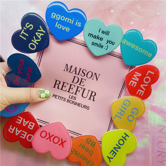 Wholesale Cartoon Epoxy English Heart Shaped Cell Phone Airbag Holder MOQ≥2 JDC-PS-WeiJiu036