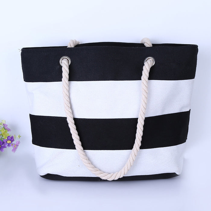 Jewelry WholesaleWholesale hemp rope stripe splicing single shoulder canvas bag JDC-SD-Xuxj003 Shoulder Bags 许雪娇 %variant_option1% %variant_option2% %variant_option3%  Factory Price JoyasDeChina Joyas De China