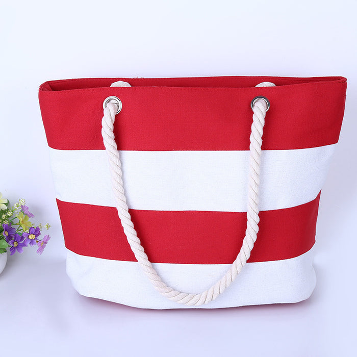 Jewelry WholesaleWholesale hemp rope stripe splicing single shoulder canvas bag JDC-SD-Xuxj003 Shoulder Bags 许雪娇 %variant_option1% %variant_option2% %variant_option3%  Factory Price JoyasDeChina Joyas De China