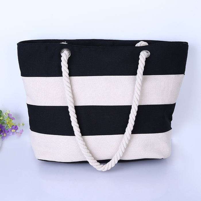 Jewelry WholesaleWholesale hemp rope stripe splicing single shoulder canvas bag JDC-SD-Xuxj003 Shoulder Bags 许雪娇 %variant_option1% %variant_option2% %variant_option3%  Factory Price JoyasDeChina Joyas De China