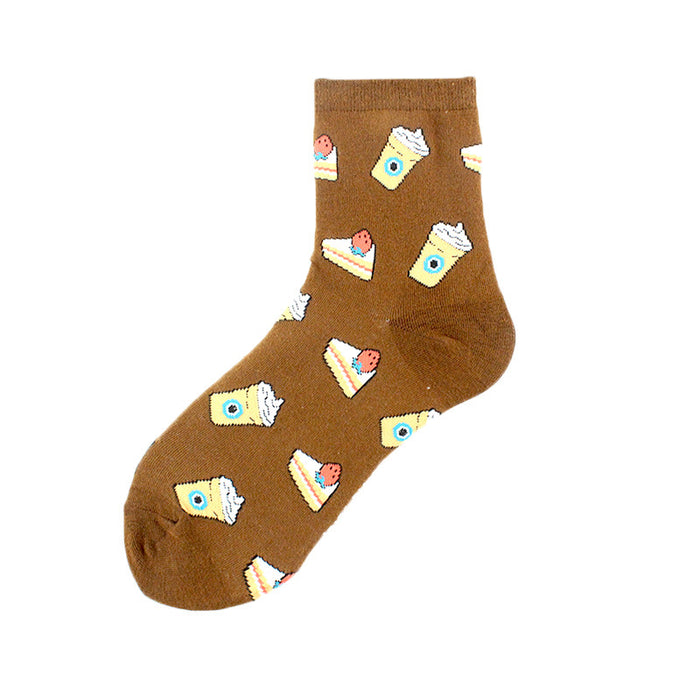 Wholesale Sock Cotton Mid Tube Street Printing Burger Snack Milk JDC-SK-XiF003