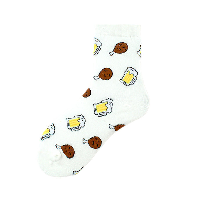 Wholesale Sock Cotton Mid Tube Street Printing Burger Snack Milk JDC-SK-XiF003