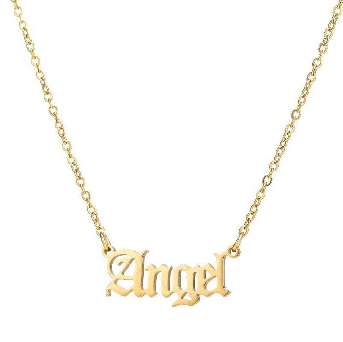 Jewelry WholesaleWholesale stainless steel angel letter necklace JDC-NE-SS004 Necklaces 双硕 %variant_option1% %variant_option2% %variant_option3%  Factory Price JoyasDeChina Joyas De China