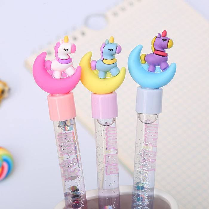 Wholesale Cartoon Quicksand Plastic Silicone Ballpoint Pen JDC-BP-Liuj010