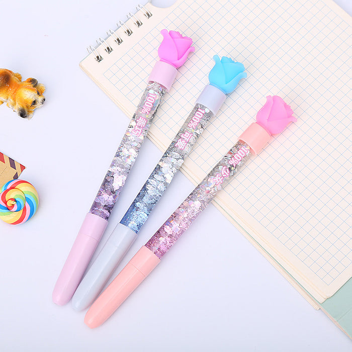 Wholesale Cartoon Quicksand Plastic Silicone Ballpoint Pen JDC-BP-Liuj010