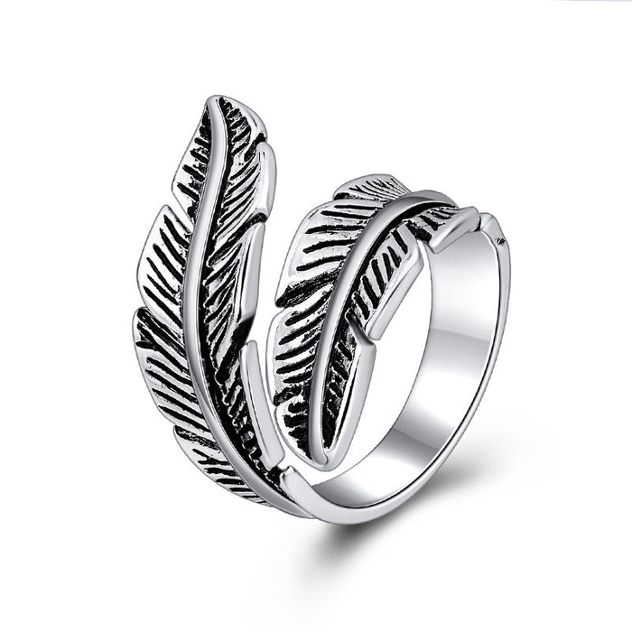 Jewelry WholesaleWholesale Thai Silver Stainless Steel Feather Ring JDC-RS-YZM098 Rings 伊之美 %variant_option1% %variant_option2% %variant_option3%  Factory Price JoyasDeChina Joyas De China