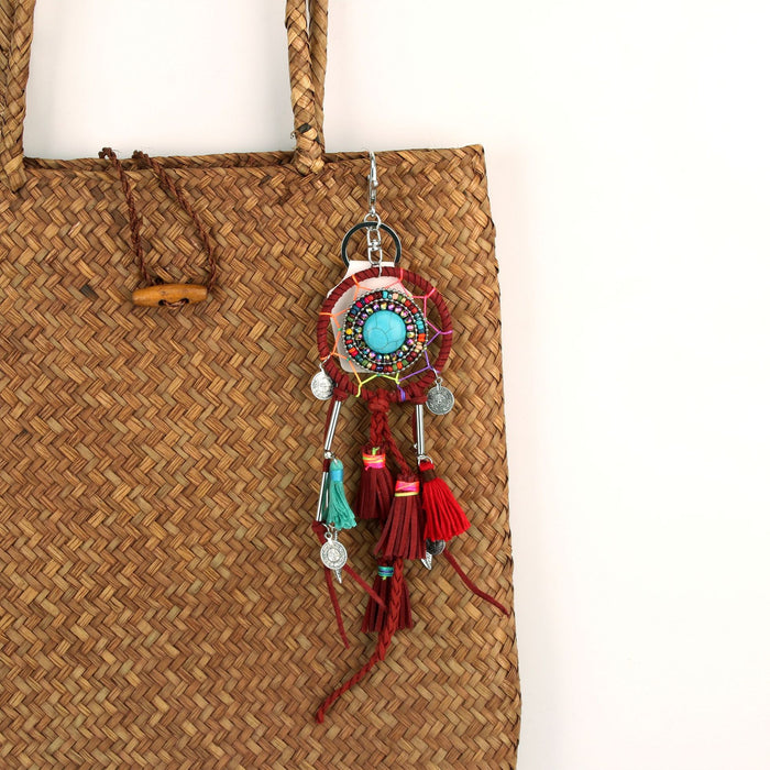 Wholesale Ethnic Color Tassel Grass Canvas Keychain Hanging JDC-KC-XHuai003