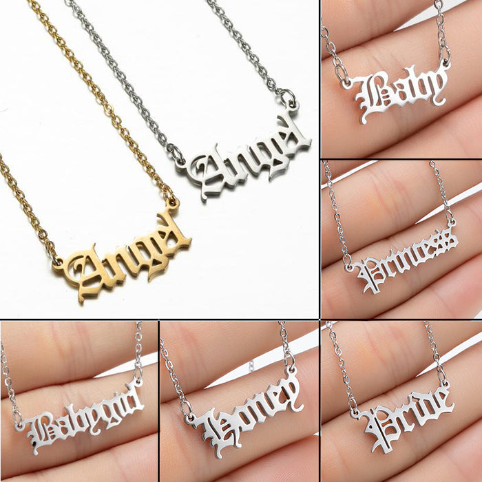 Jewelry WholesaleWholesale stainless steel angel letter necklace JDC-NE-SS004 Necklaces 双硕 %variant_option1% %variant_option2% %variant_option3%  Factory Price JoyasDeChina Joyas De China