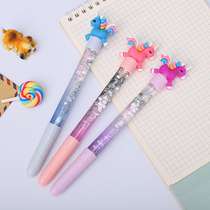 Wholesale Cartoon Quicksand Plastic Silicone Ballpoint Pen JDC-BP-Liuj010