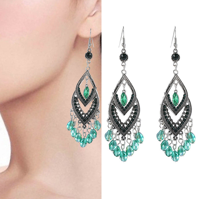 Wholesale Earrings Alloy Retro Waterdrop Tassel Long Section MOQ≥2 JDC-ES-Daiq050