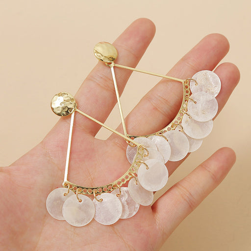 Jewelry WholesaleWholesale geometric scalloped natural shell earrings JDC-ES-Lai008 Earrings 恋艾 %variant_option1% %variant_option2% %variant_option3%  Factory Price JoyasDeChina Joyas De China