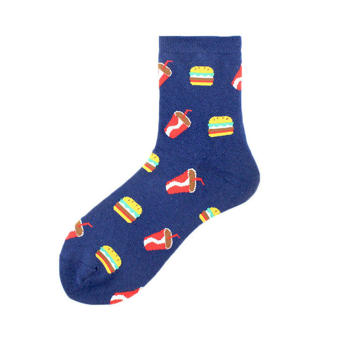 Wholesale Sock Cotton Mid Tube Street Printing Burger Snack Milk JDC-SK-XiF003