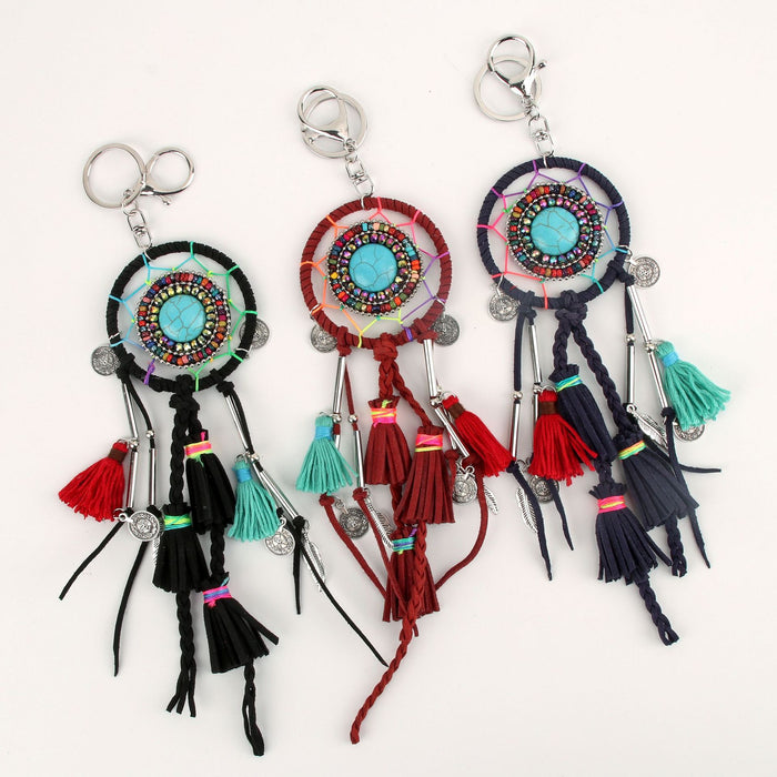 Wholesale Ethnic Color Tassel Grass Canvas Keychain Hanging JDC-KC-XHuai003
