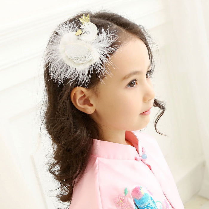 Wholesale 3D Pearl Lace Swan Hair Clip Hair Ball Children Hair Clip MOQ≥3 JDC-HC-MeiQ002