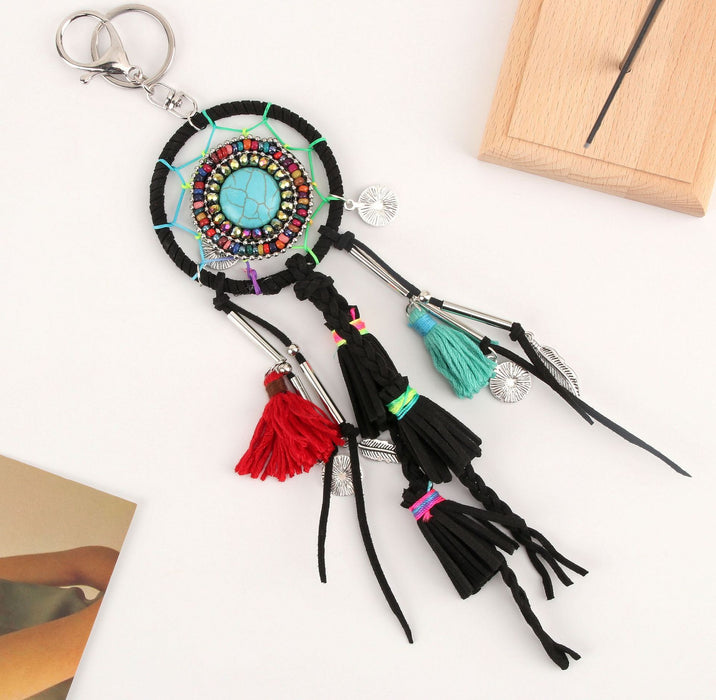 Wholesale Ethnic Color Tassel Grass Canvas Keychain Hanging JDC-KC-XHuai003