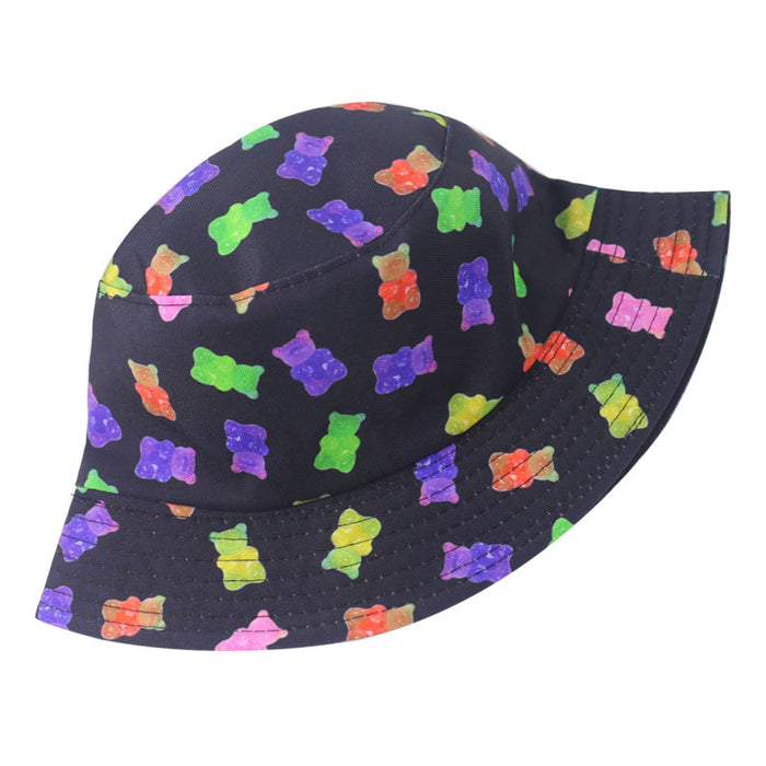 Wholesale hat summer cute cartoon colorful bear print pattern MOQ≥2 JDC-FH-YuanB002