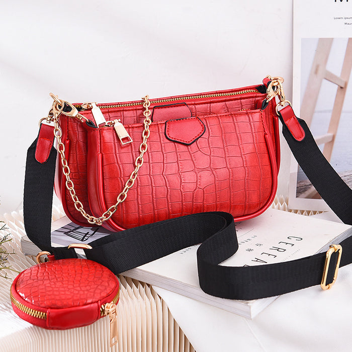 Wholesale Shoulder Bag PU Crocodile Pattern Diagonal 3 Piece Set JDC-SD-Yiou003