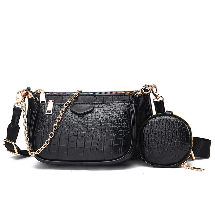 Wholesale Shoulder Bag PU Crocodile Pattern Diagonal 3 Piece Set JDC-SD-Yiou003