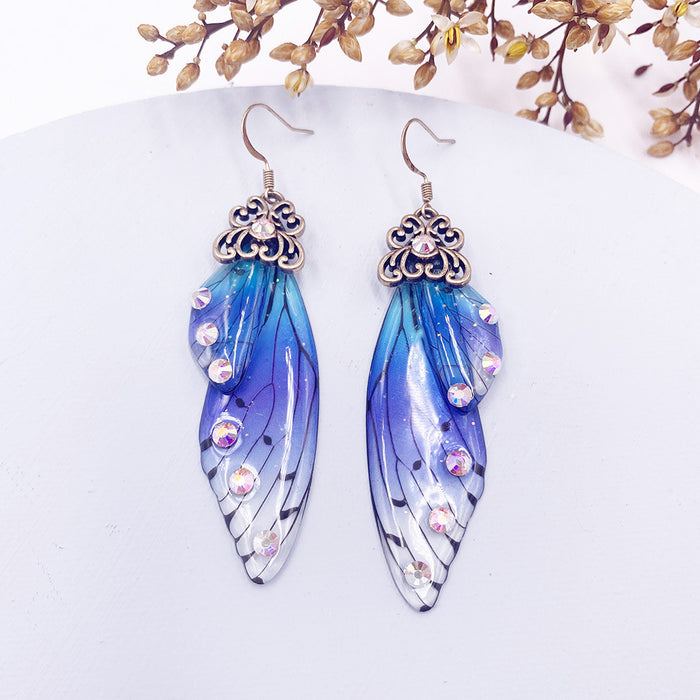 Jewelry WholesaleWholesale S925 sterling silver cicada wing wing gradient color butterfly earrings JDC-ES-XuanY002 Earrings 宣妍 %variant_option1% %variant_option2% %variant_option3%  Factory Price JoyasDeChina Joyas De China