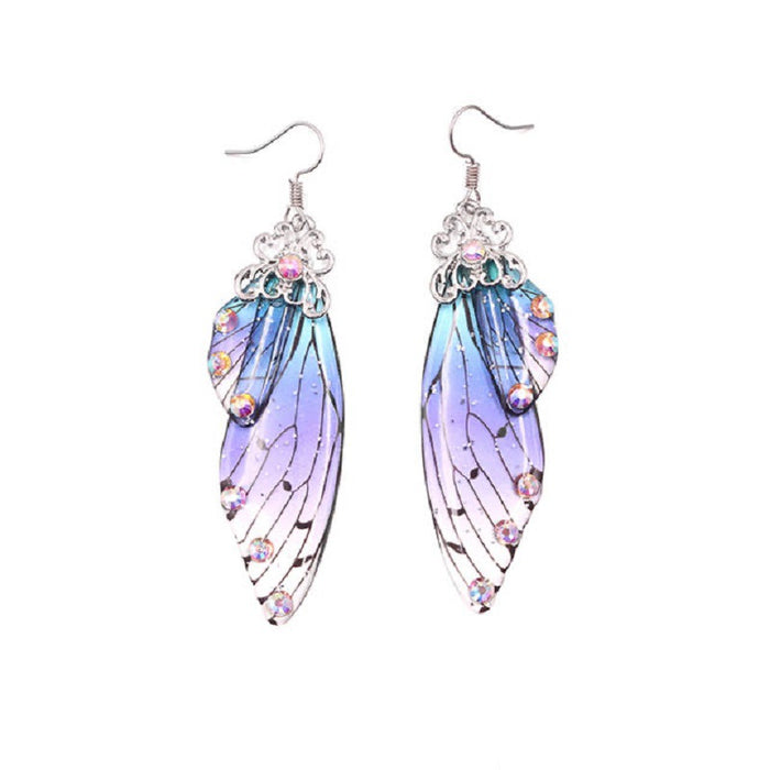 Jewelry WholesaleWholesale S925 sterling silver cicada wing wing gradient color butterfly earrings JDC-ES-XuanY002 Earrings 宣妍 %variant_option1% %variant_option2% %variant_option3%  Factory Price JoyasDeChina Joyas De China